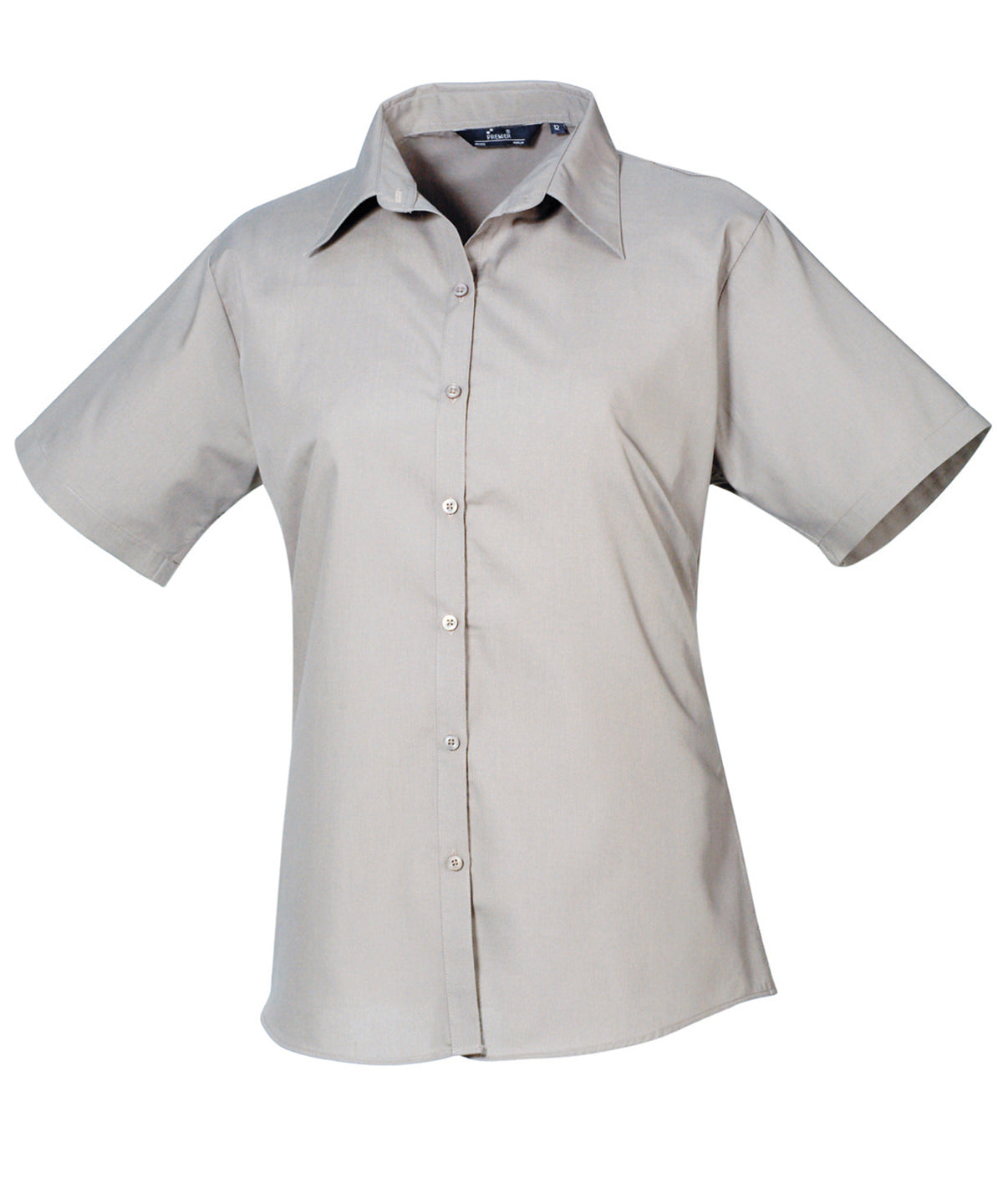 Ladies Poplin Short Sleeve Blouse - Silver